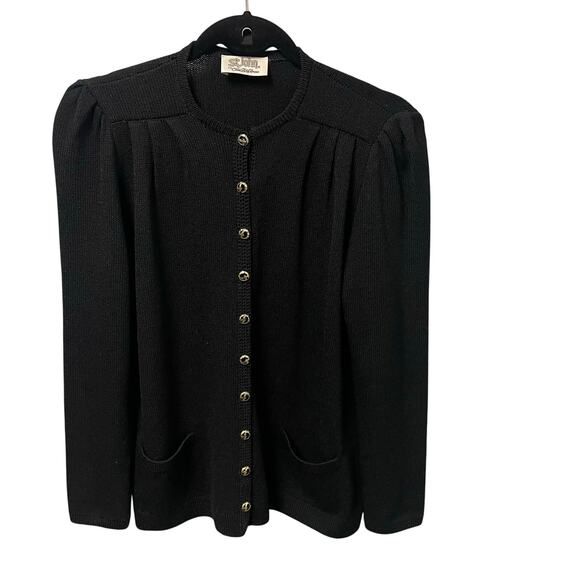 Vintage St. John Santana Knit Button Front Cardigan Sweater Black Size 6? AS IS - Picture 1 of 8